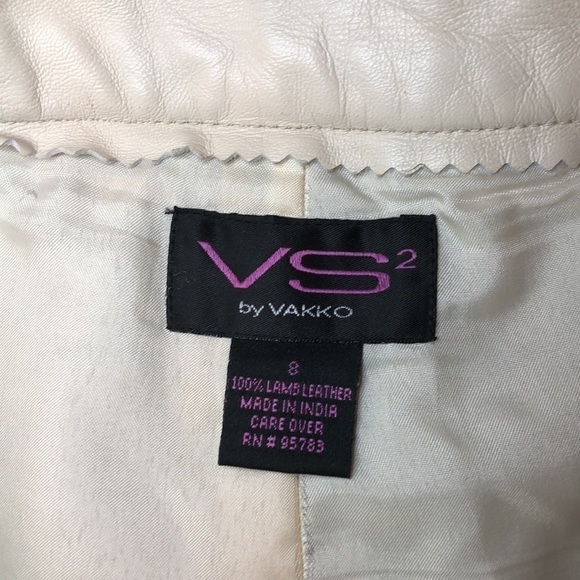 Vintage VS2 Vakko 100% Lamb Leather Ivory Pants Size 8 - Picture 4 of 7